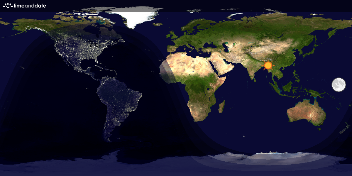Verdenskart som viser dag og natt 
