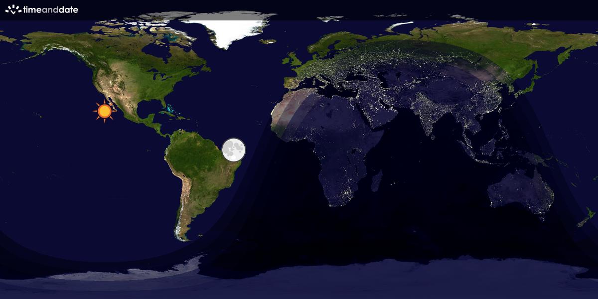 Verdenskart som viser dag og natt 