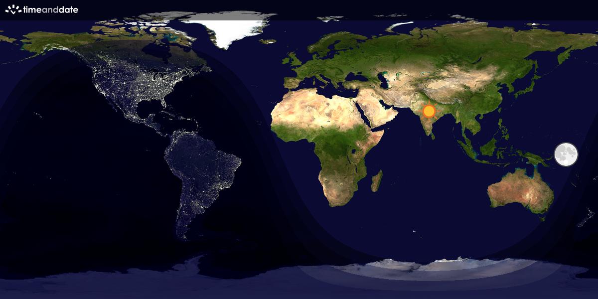 Verdenskart som viser dag og natt 