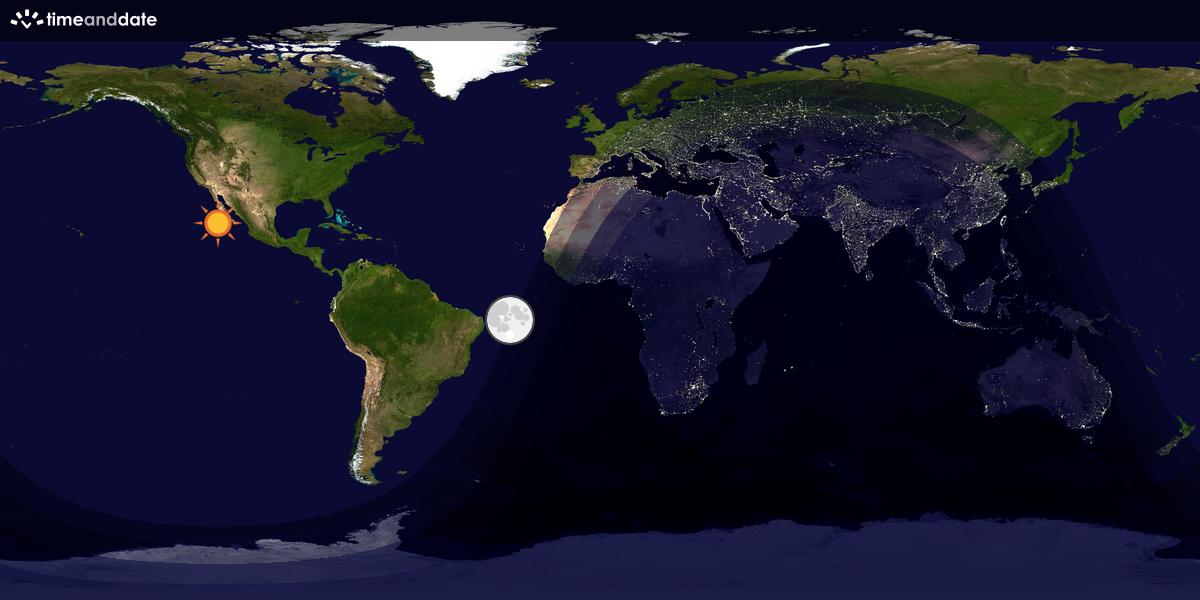 Verdenskart som viser dag og natt 