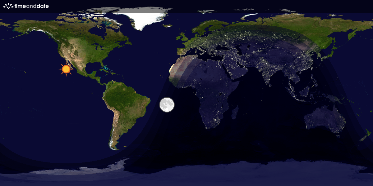 Verdenskart som viser dag og natt 
