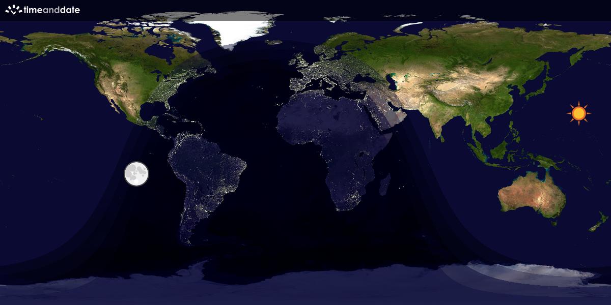 Verdenskart som viser dag og natt 