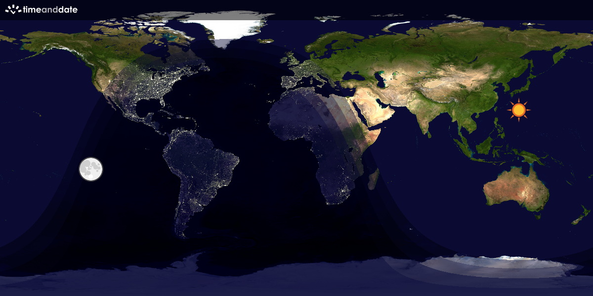 Verdenskart som viser dag og natt 