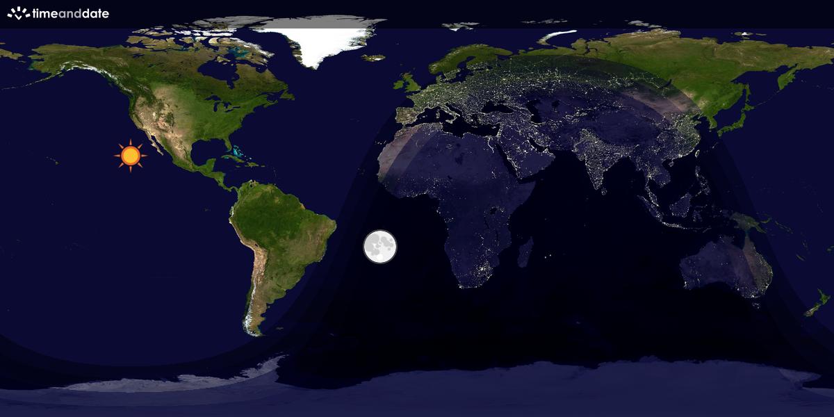 Verdenskart som viser dag og natt 