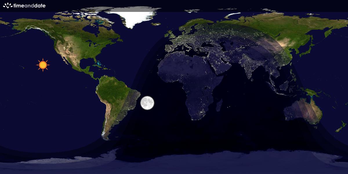 Verdenskart som viser dag og natt 