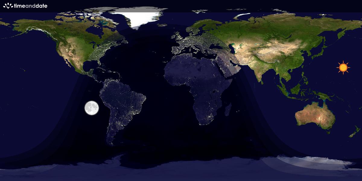 Verdenskart som viser dag og natt 