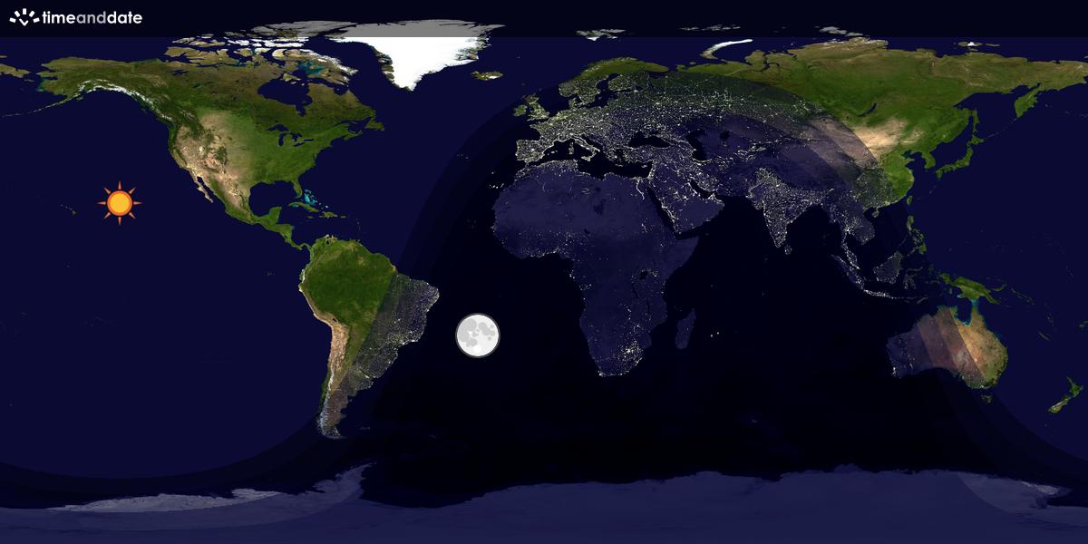 Verdenskart som viser dag og natt 