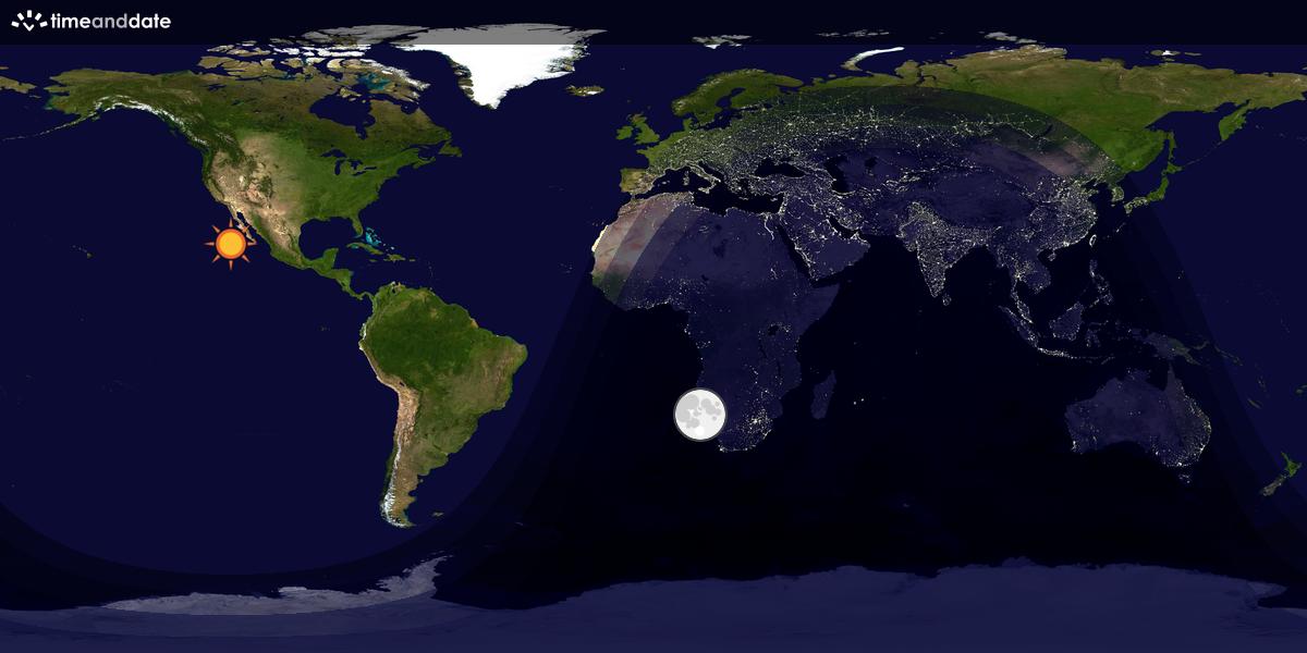 Verdenskart som viser dag og natt 