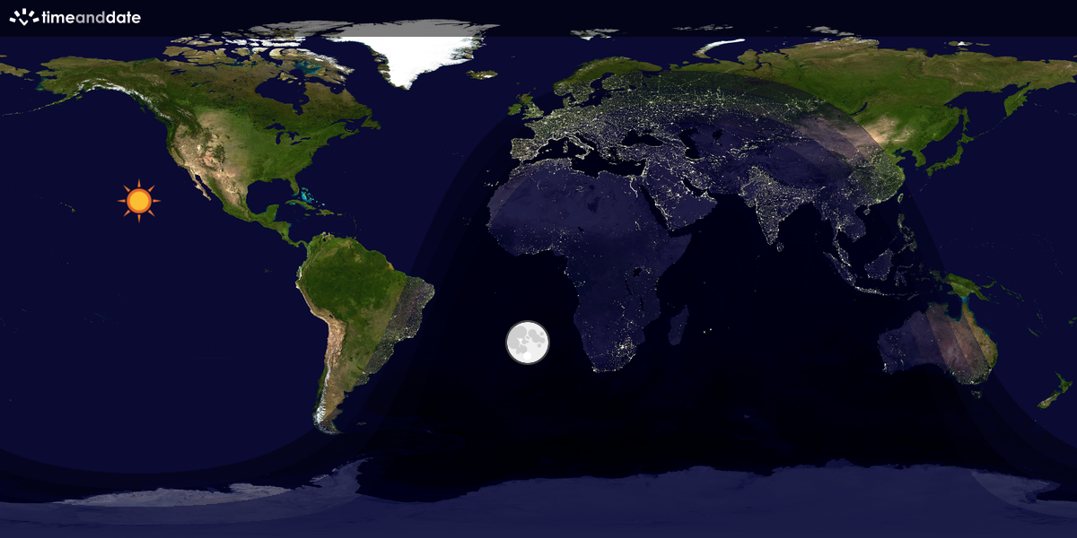 Verdenskart som viser dag og natt 