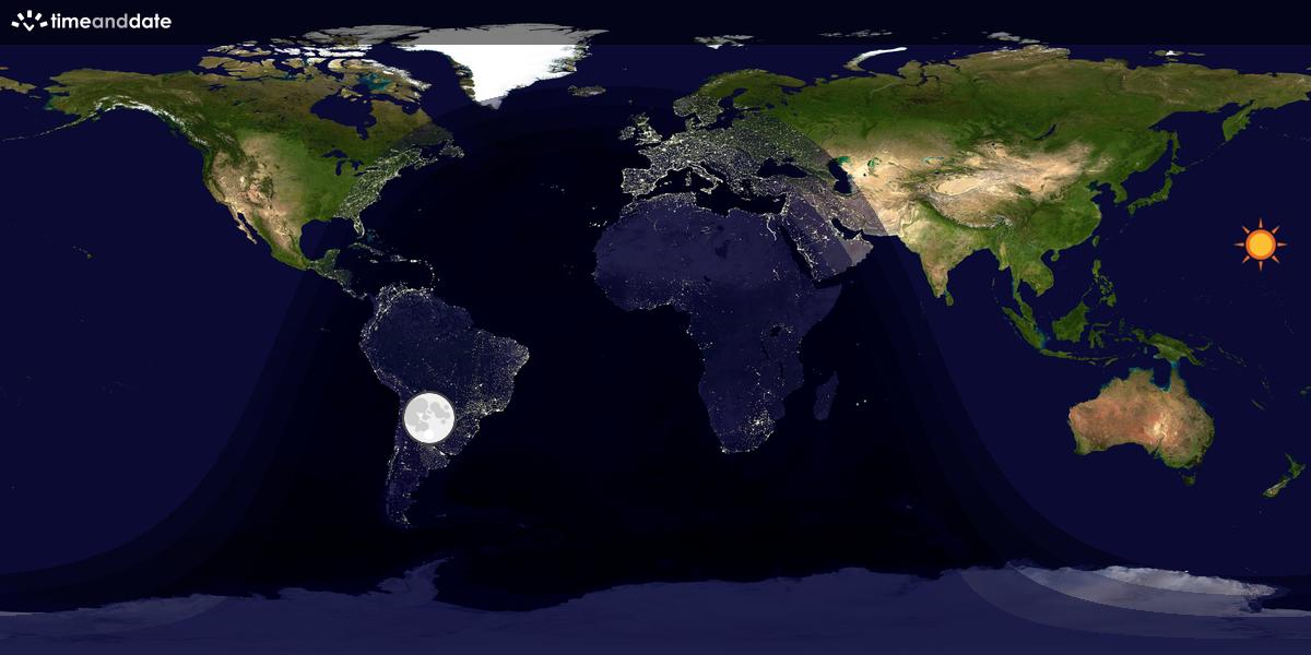 Verdenskart som viser dag og natt 