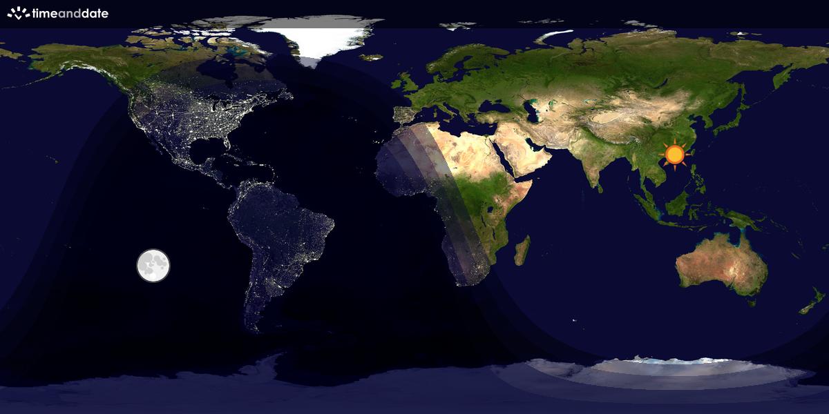 Verdenskart som viser dag og natt 