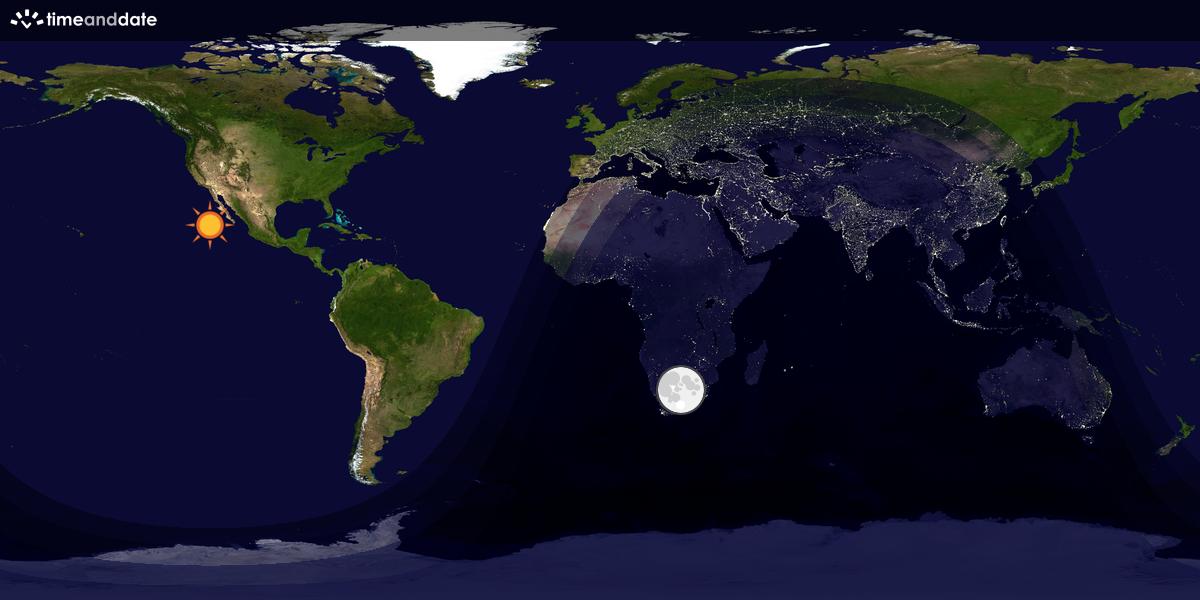 Verdenskart som viser dag og natt 