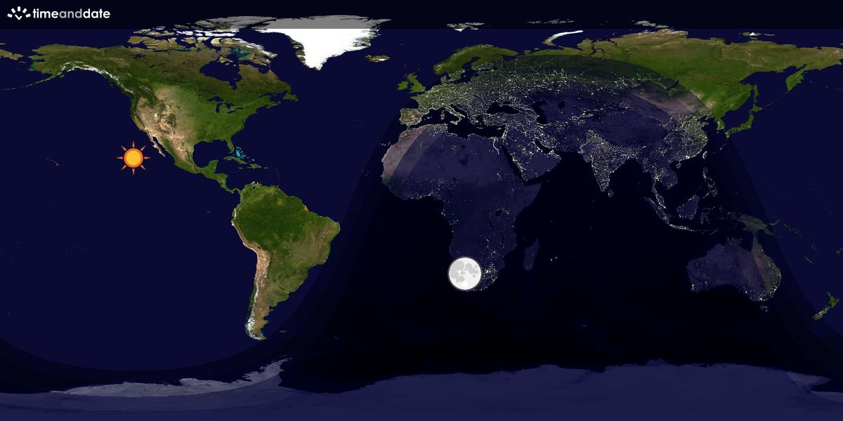 Verdenskart som viser dag og natt 