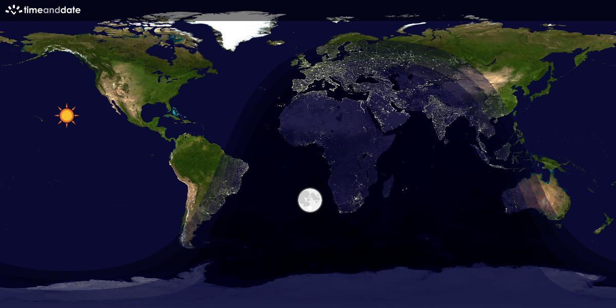 Verdenskart som viser dag og natt 