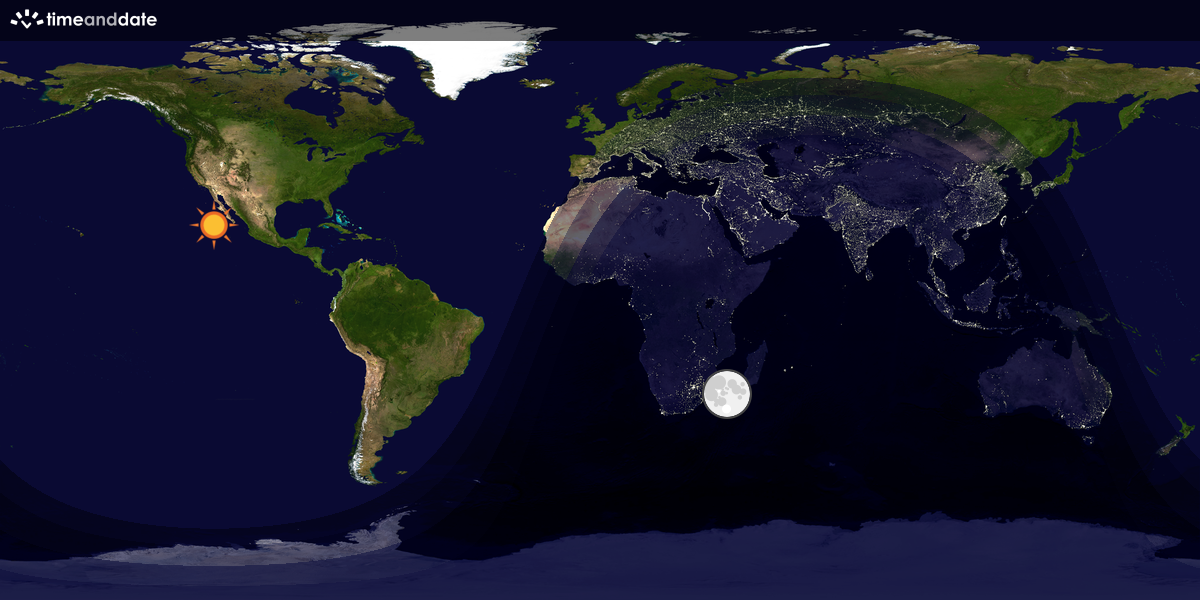 Verdenskart som viser dag og natt 