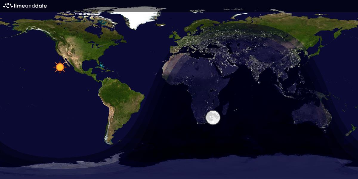 Verdenskart som viser dag og natt 