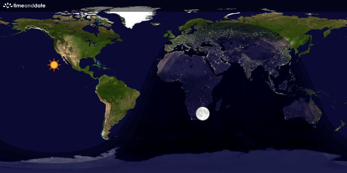 Verdenskart som viser dag og natt 