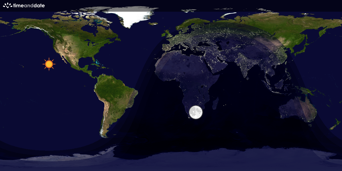 Verdenskart som viser dag og natt 