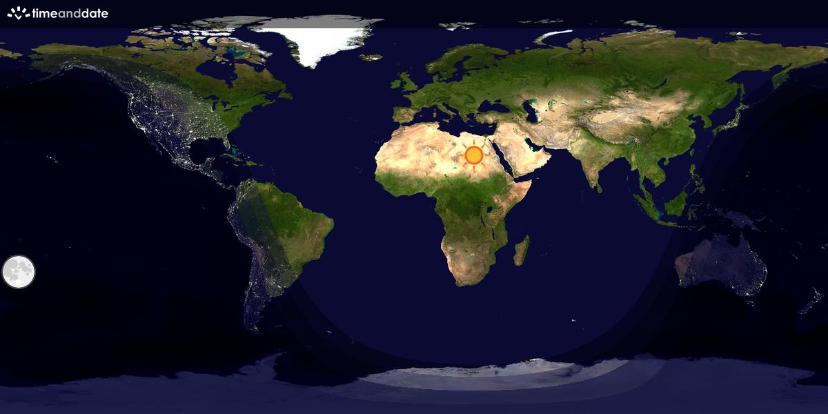 Verdenskart som viser dag og natt 