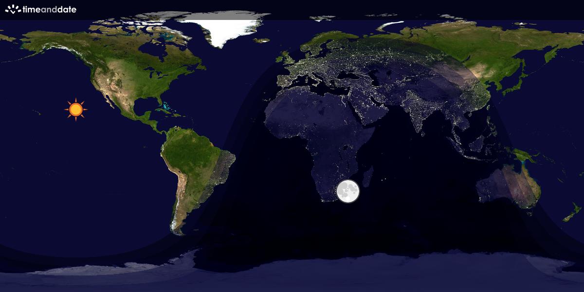 Verdenskart som viser dag og natt 