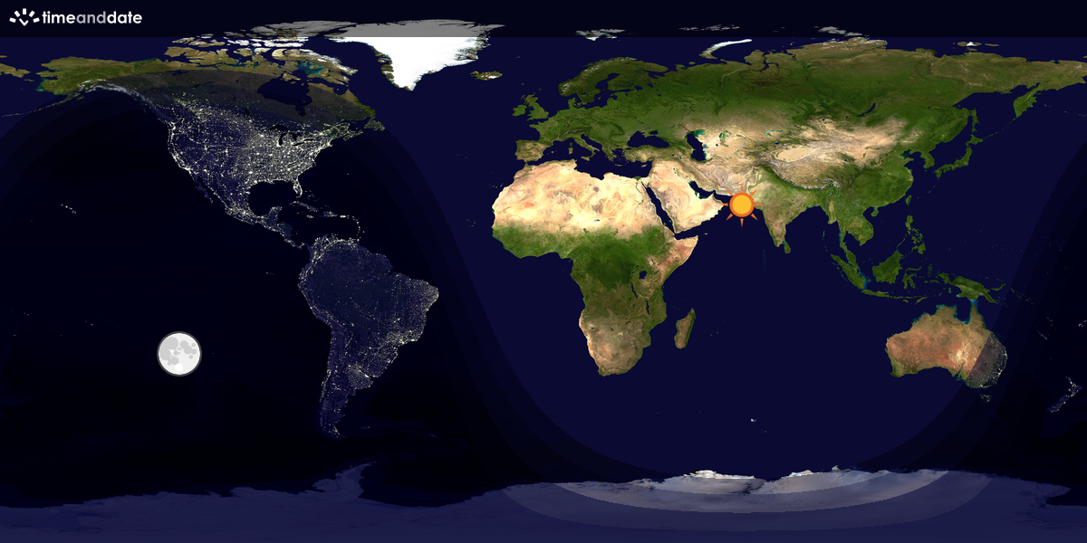 Verdenskart som viser dag og natt 