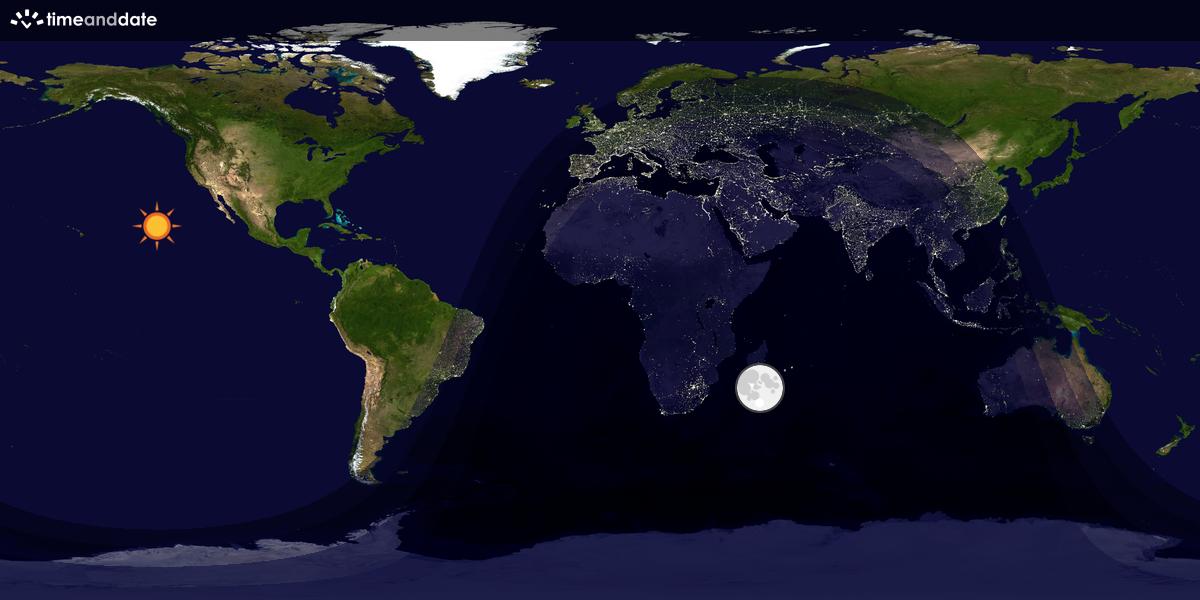 Verdenskart som viser dag og natt 