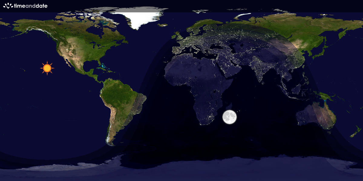 Verdenskart som viser dag og natt 