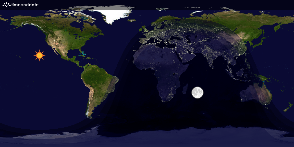 Verdenskart som viser dag og natt 
