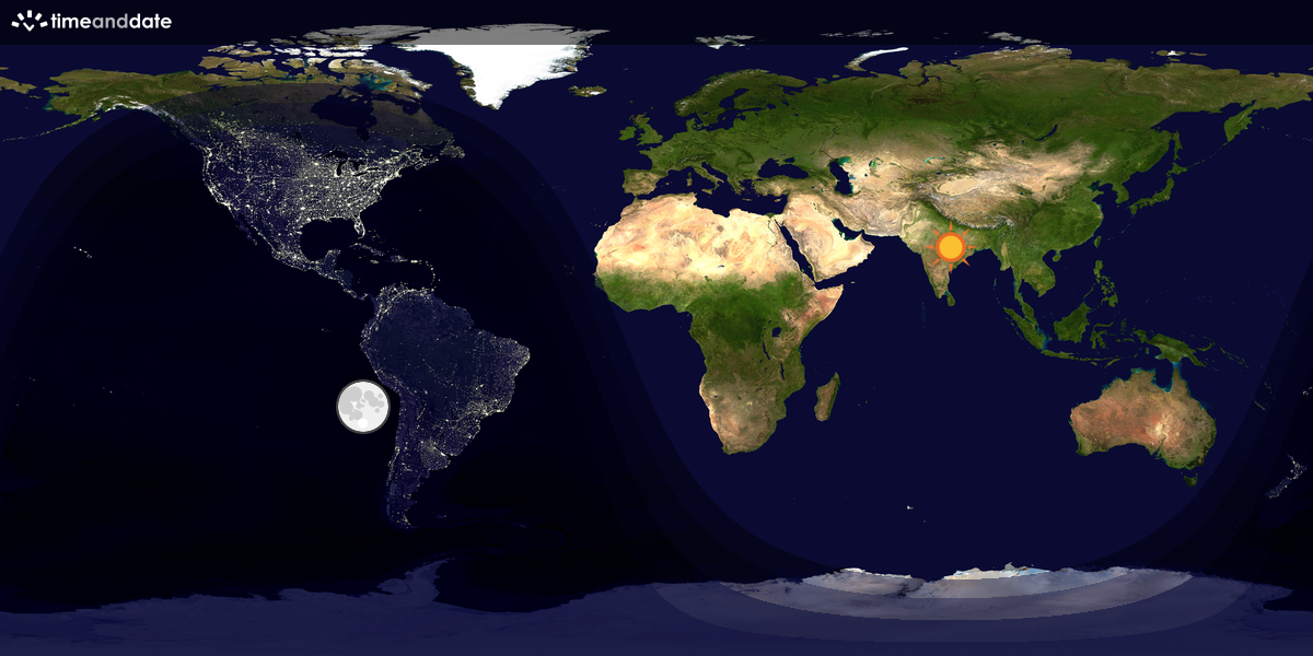 Verdenskart som viser dag og natt 