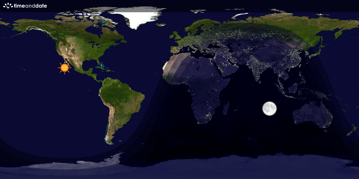Verdenskart som viser dag og natt 