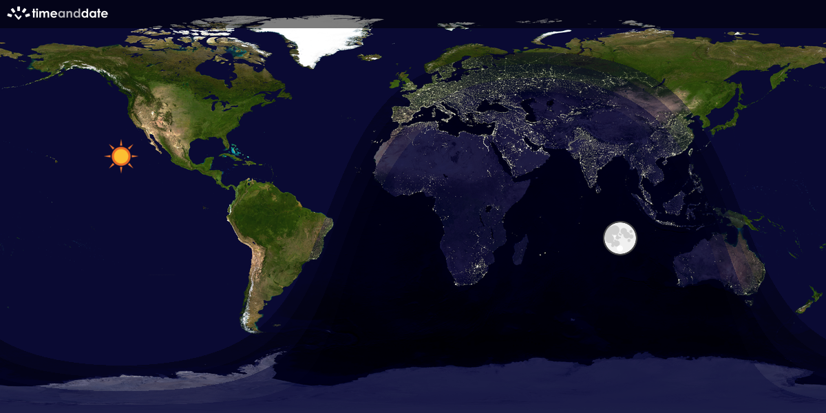 Verdenskart som viser dag og natt 