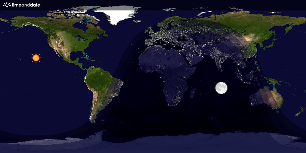 Verdenskart som viser dag og natt 