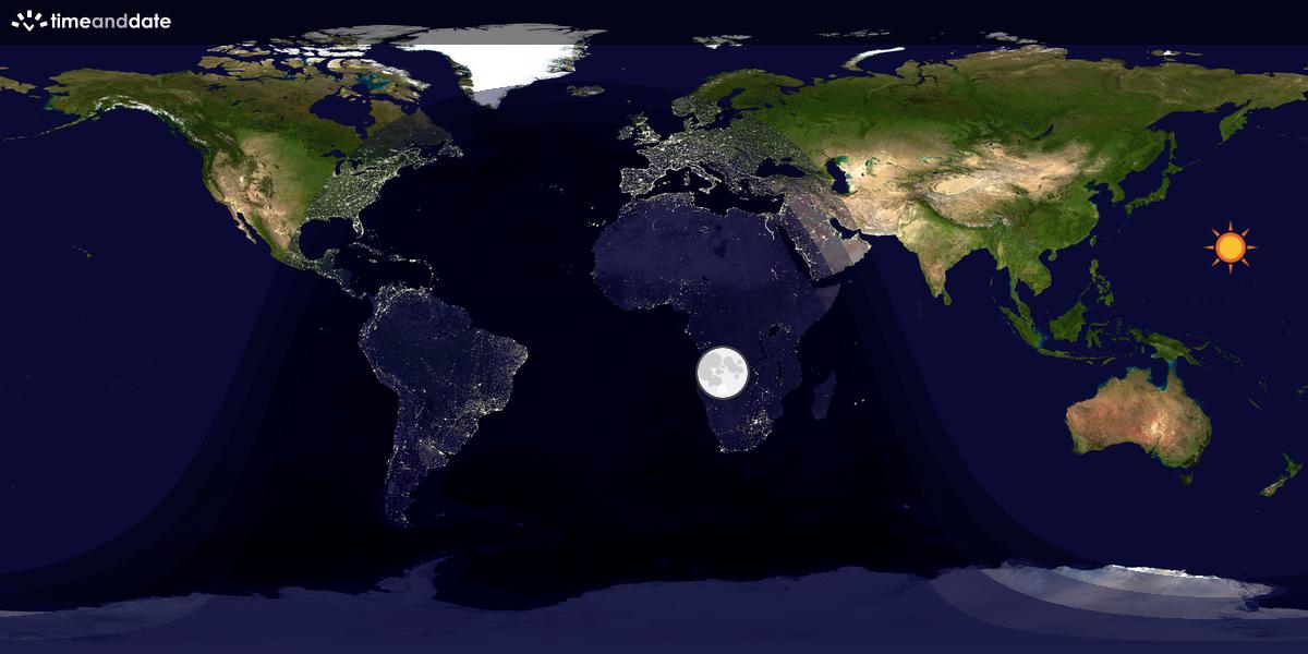 Verdenskart som viser dag og natt 