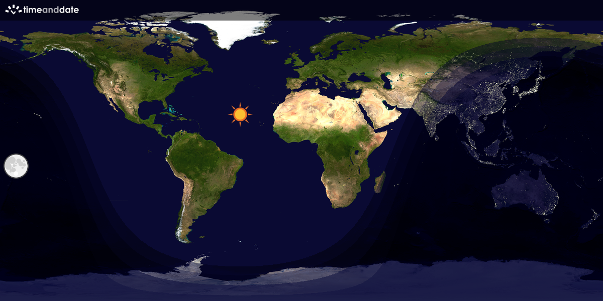 Verdenskart som viser dag og natt 