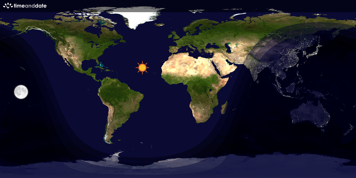 Verdenskart som viser dag og natt 