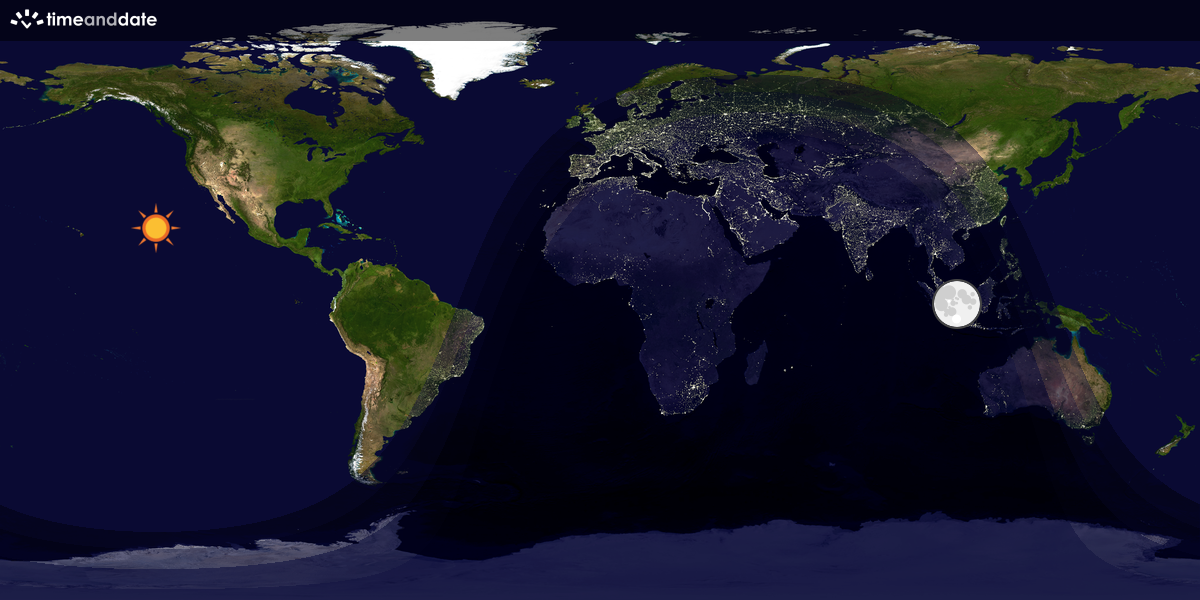 Verdenskart som viser dag og natt 