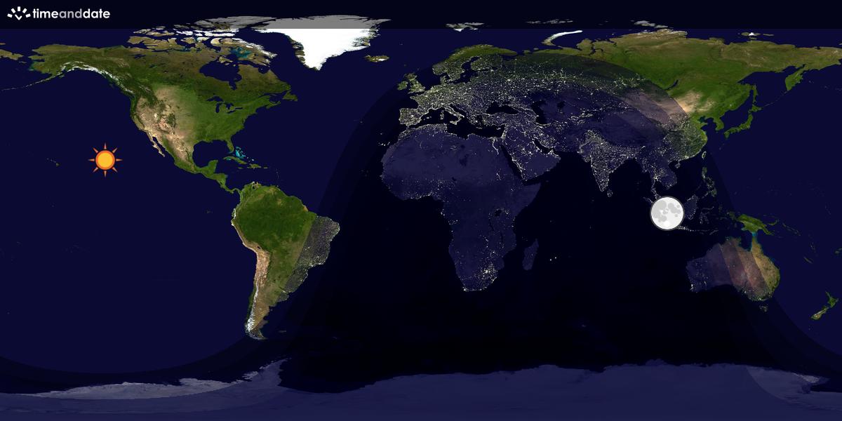 Verdenskart som viser dag og natt 