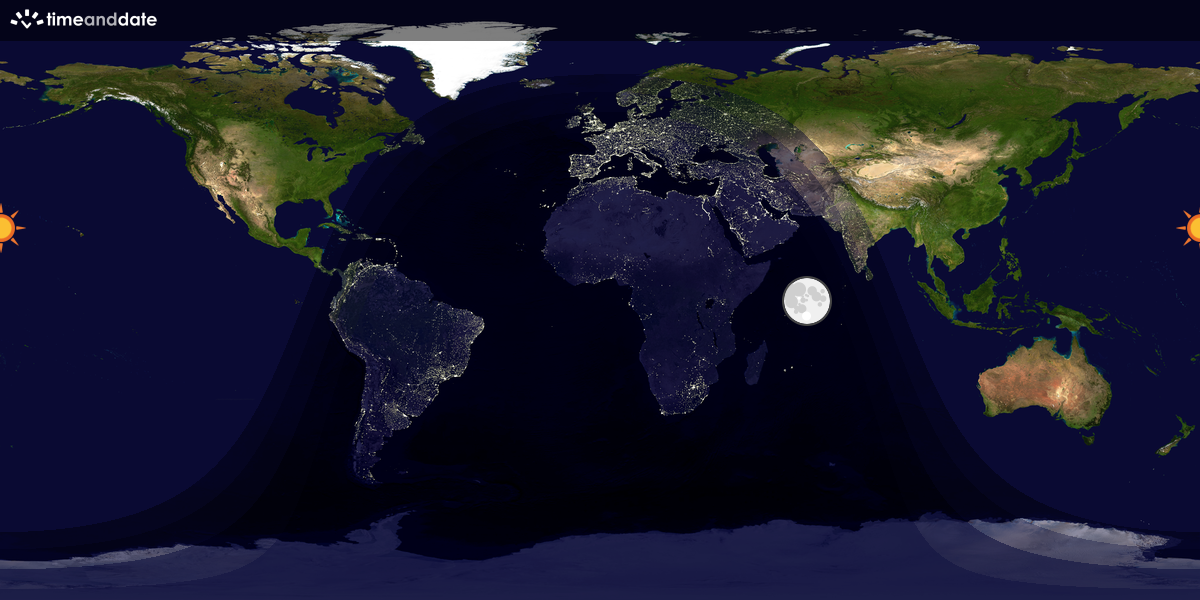 Verdenskart som viser dag og natt 