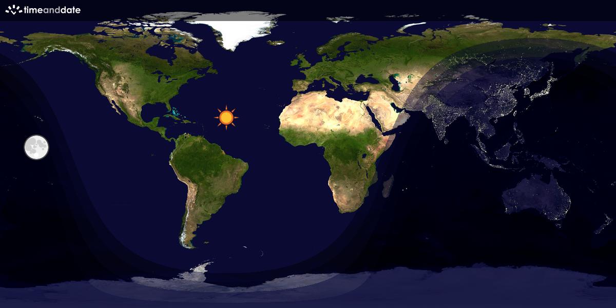 Verdenskart som viser dag og natt 