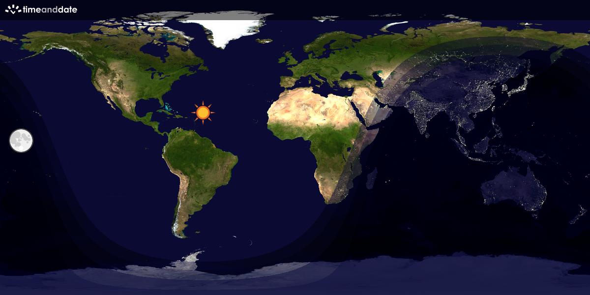 Verdenskart som viser dag og natt 