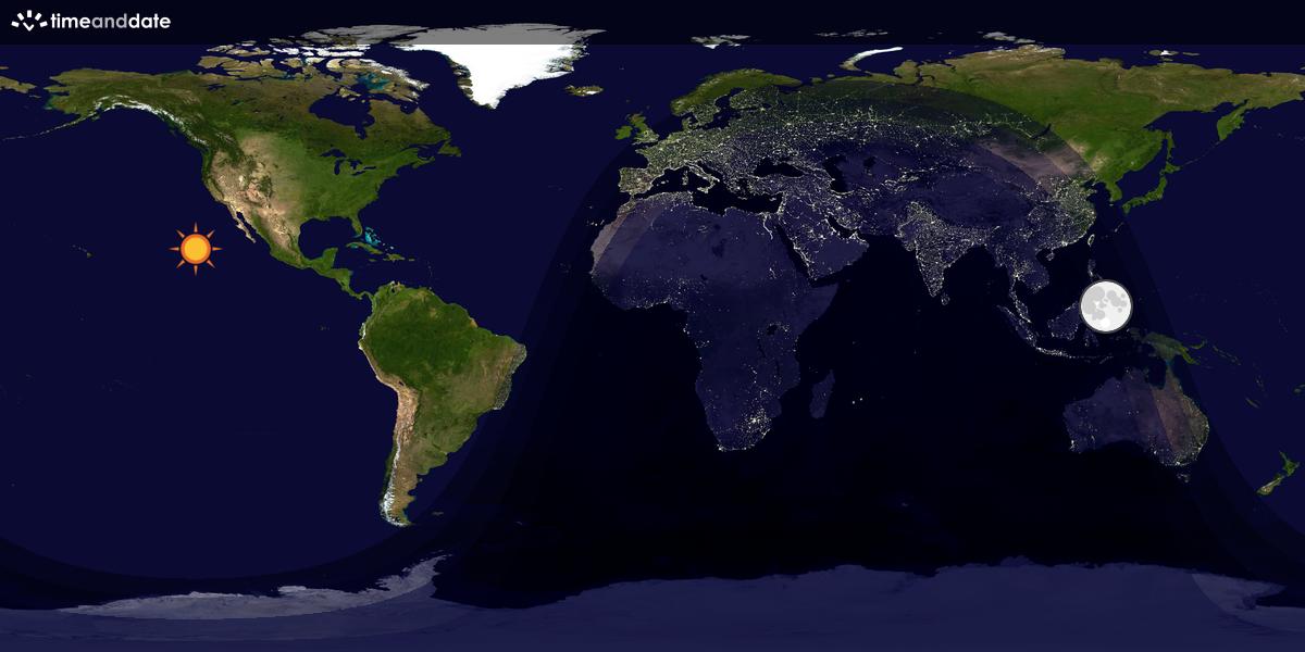 Verdenskart som viser dag og natt 