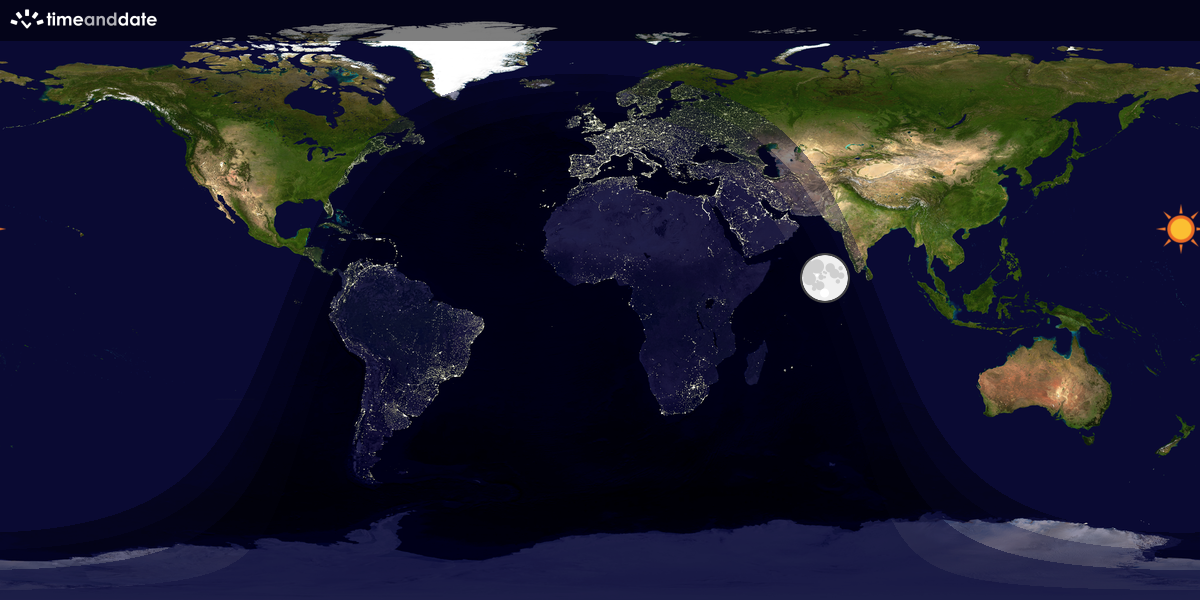 Verdenskart som viser dag og natt 