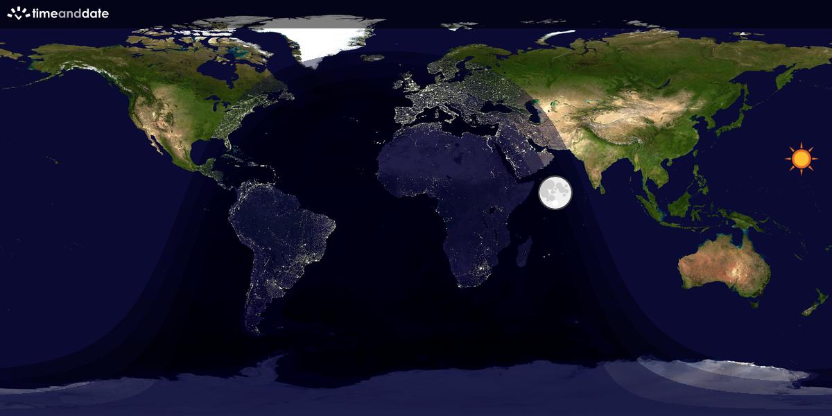 Verdenskart som viser dag og natt 