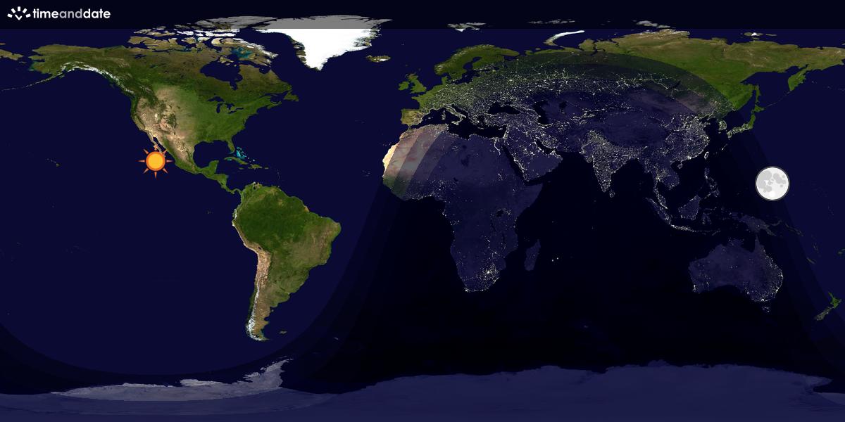 Verdenskart som viser dag og natt 