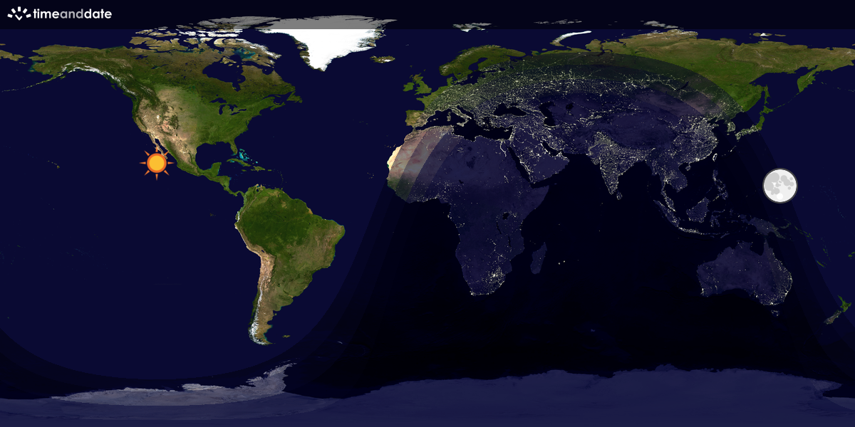 Verdenskart som viser dag og natt 