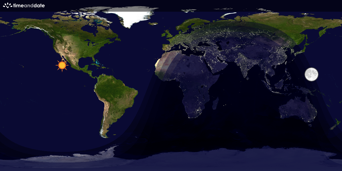 Verdenskart som viser dag og natt 