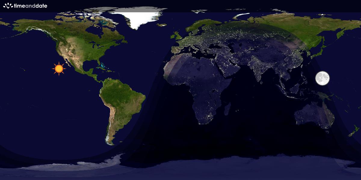 Verdenskart som viser dag og natt 