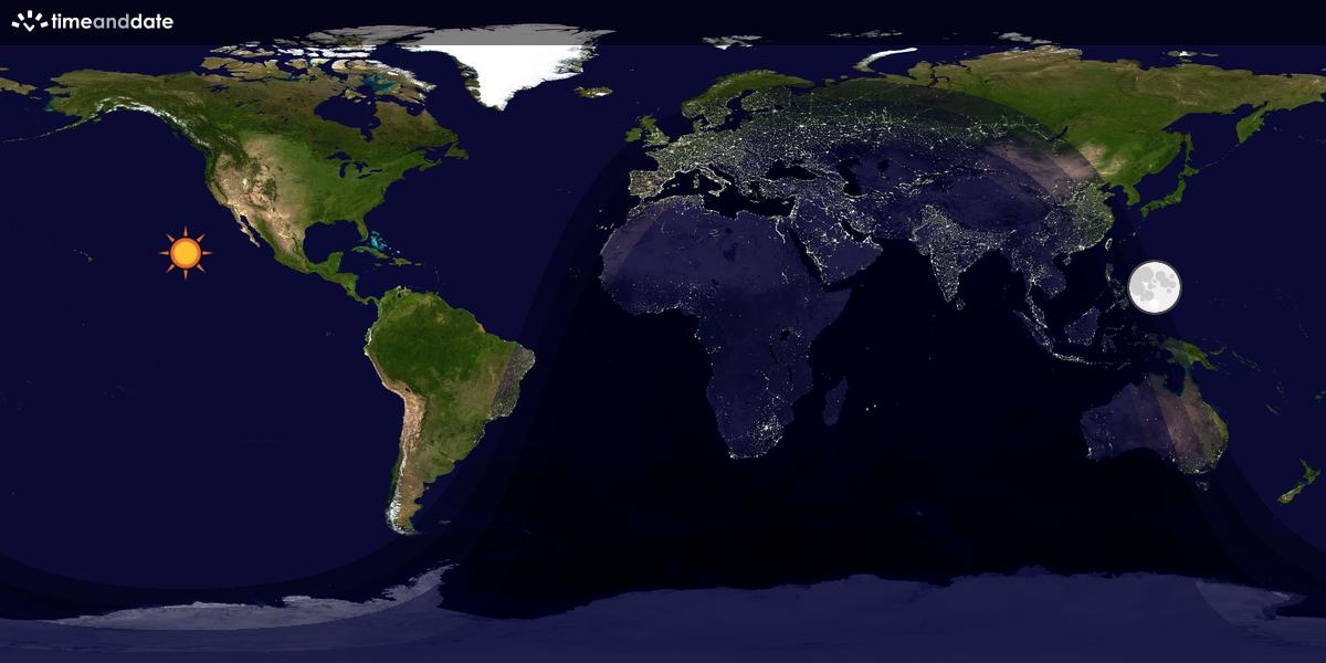 Verdenskart som viser dag og natt 