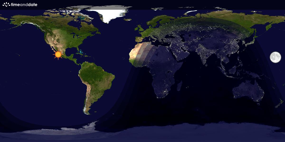 Verdenskart som viser dag og natt 