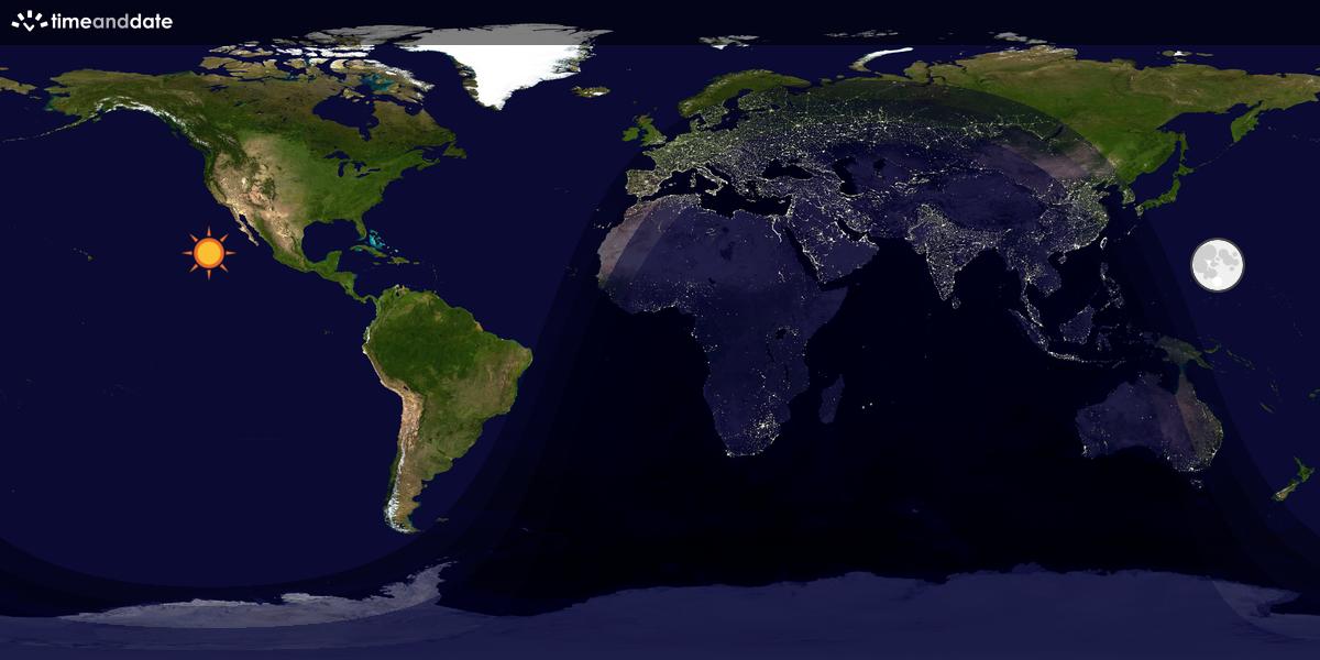 Verdenskart som viser dag og natt 